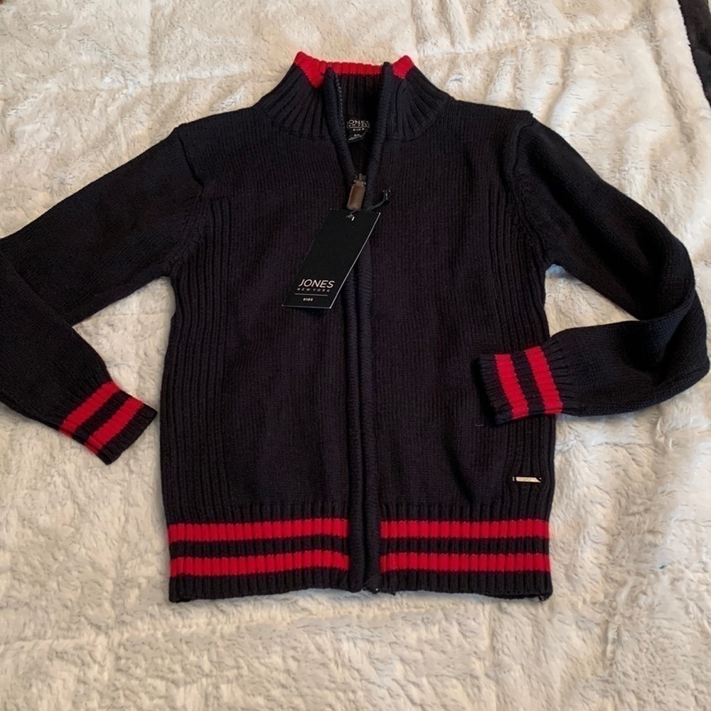Jones New York Kids Cardigan Sweater Navy/red Size 5/6
